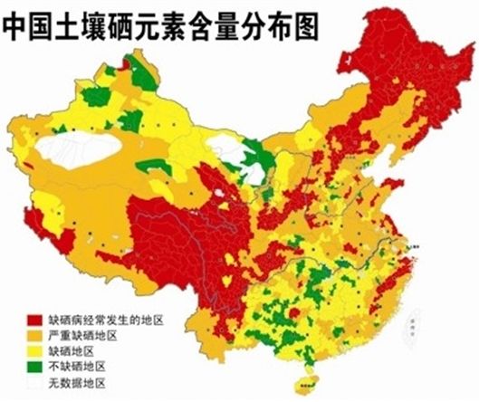 中国土壤硒元素含量分布